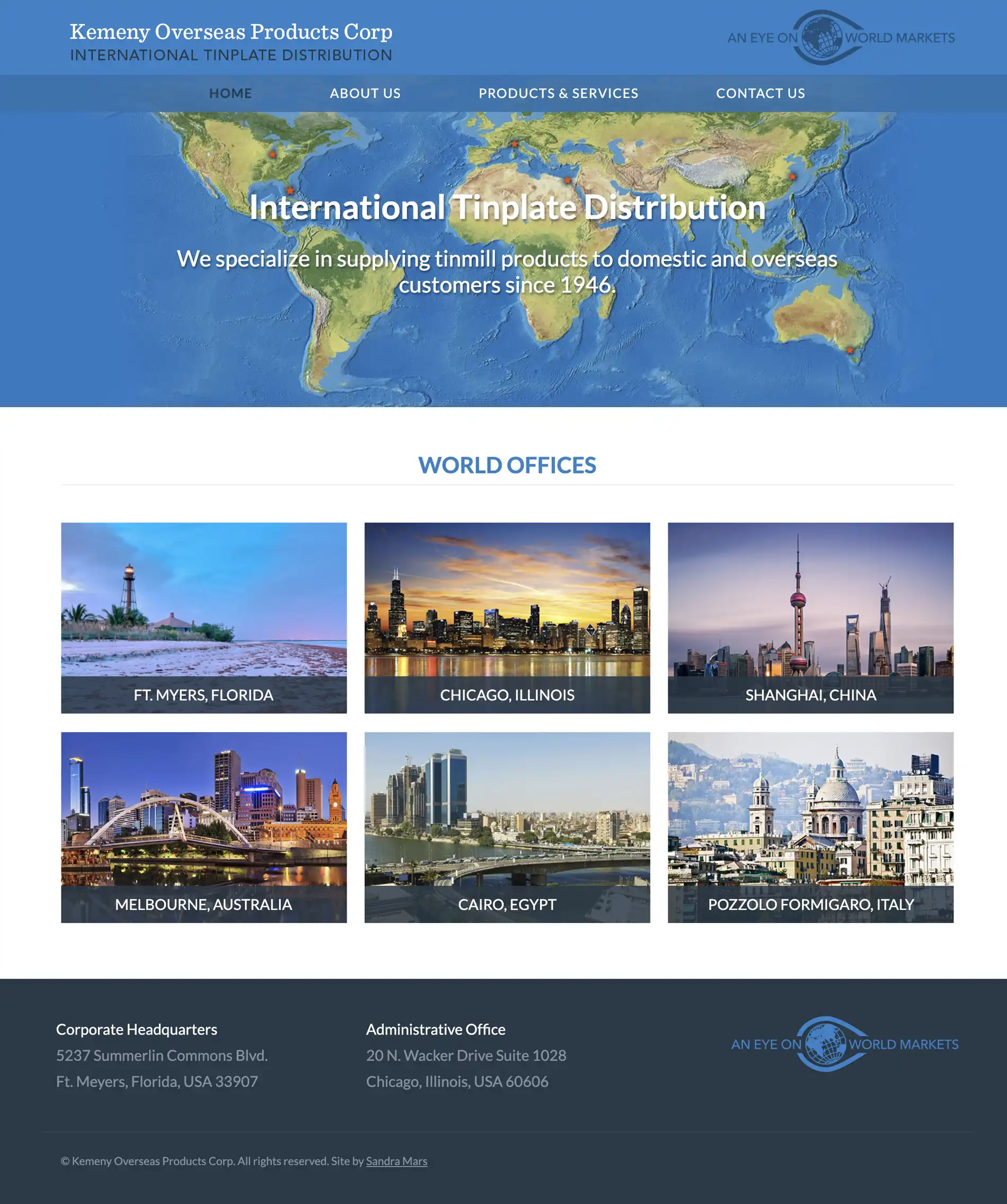 Kemeny Overseas Products homepage image