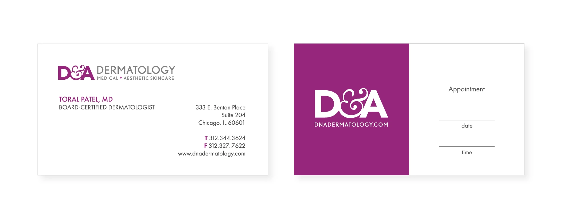 D&A Dermatology business card design