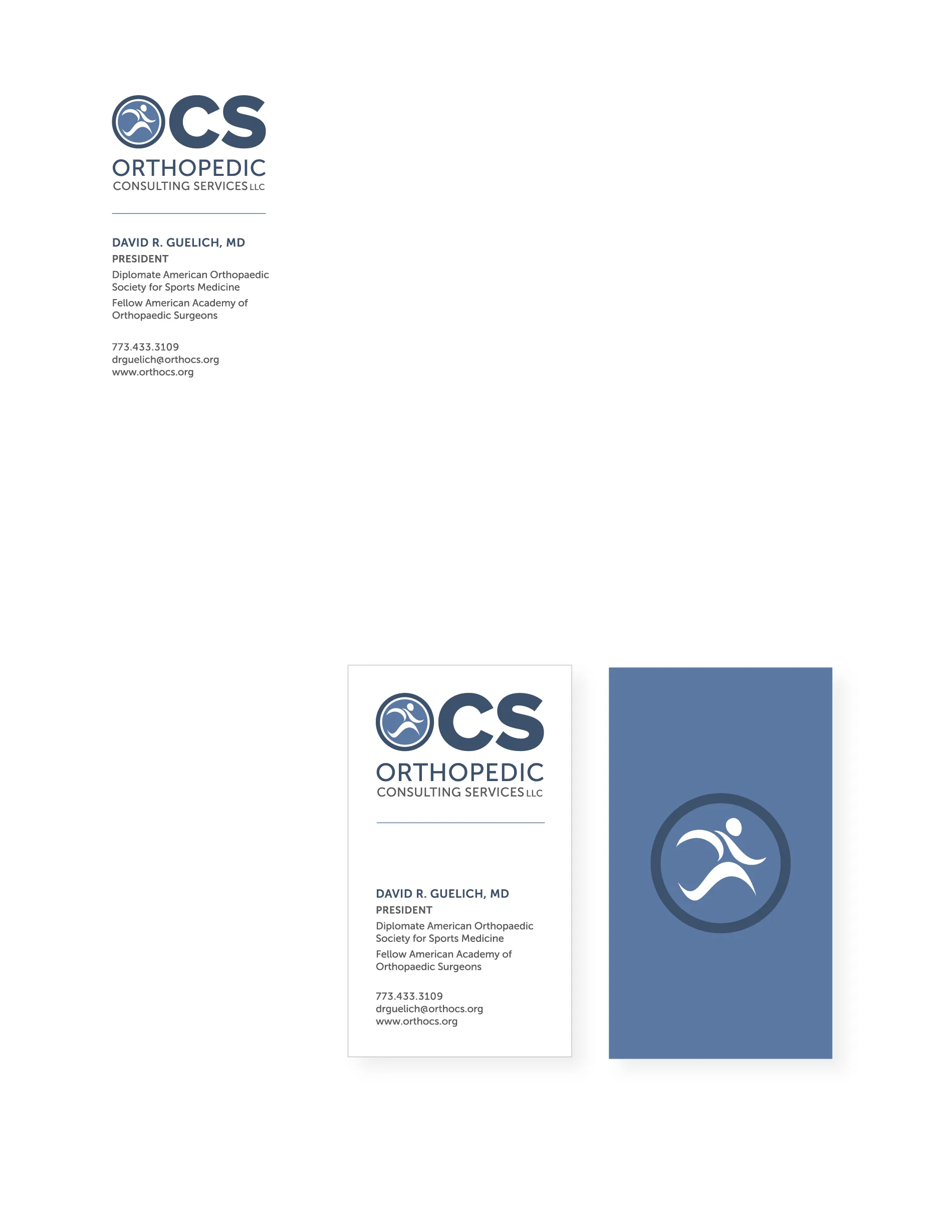 Orthopedic Consulting Services letterhead and business card design