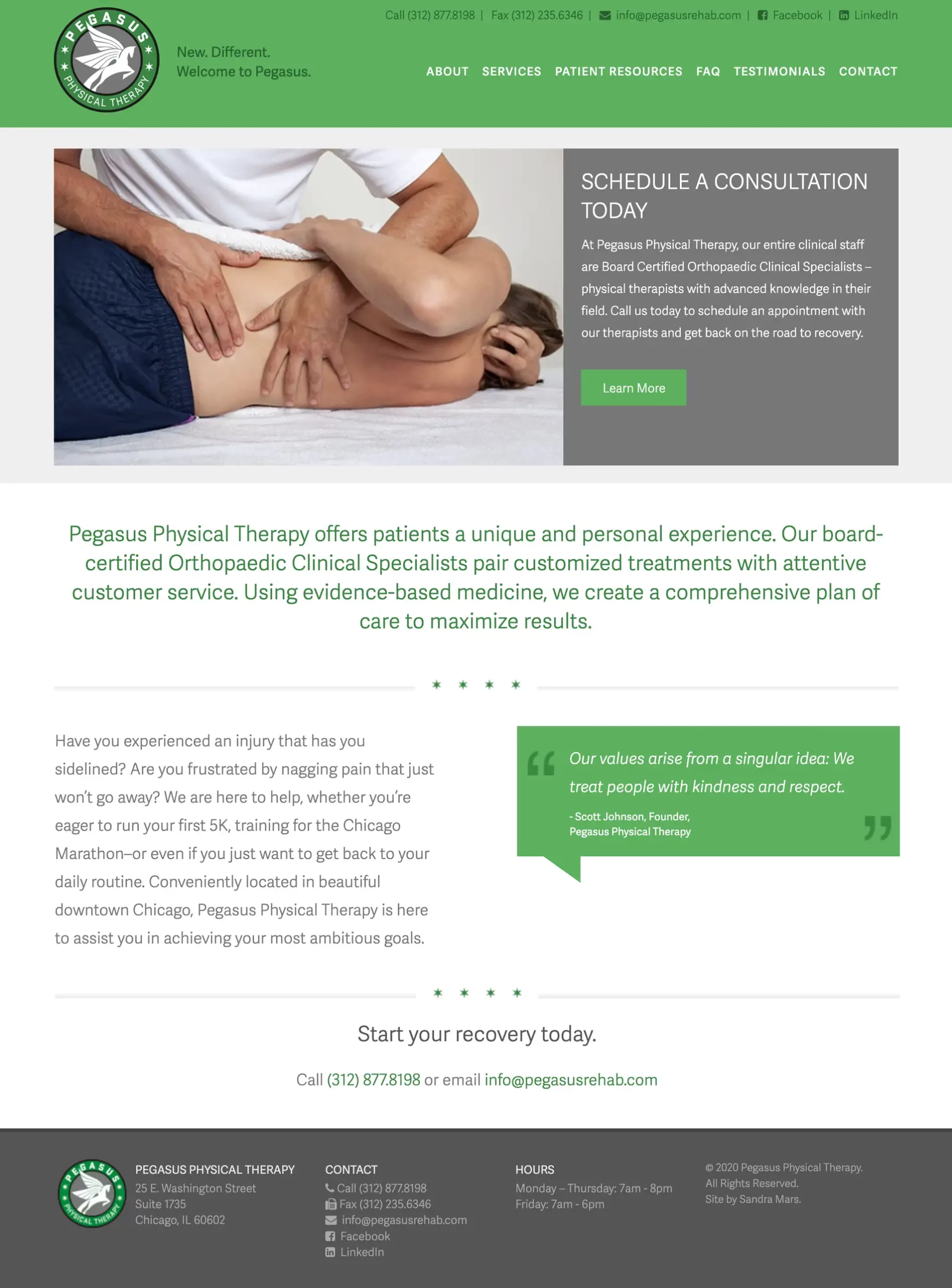Pegasus Physical Therapy homepage image