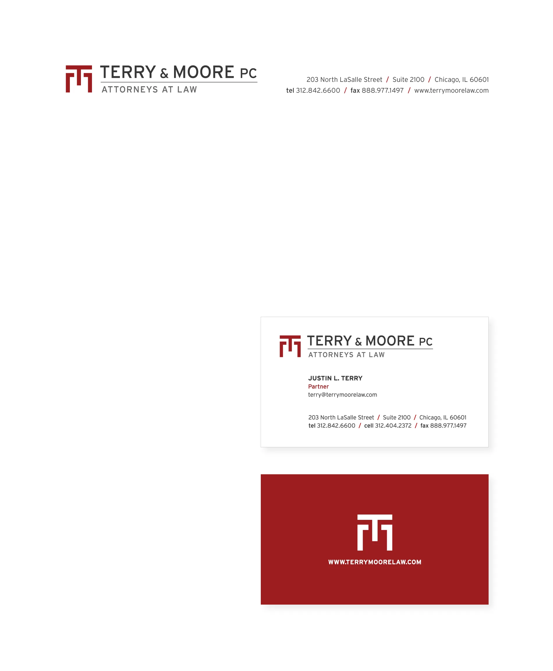 Terry & Moore letterhead and business card design
